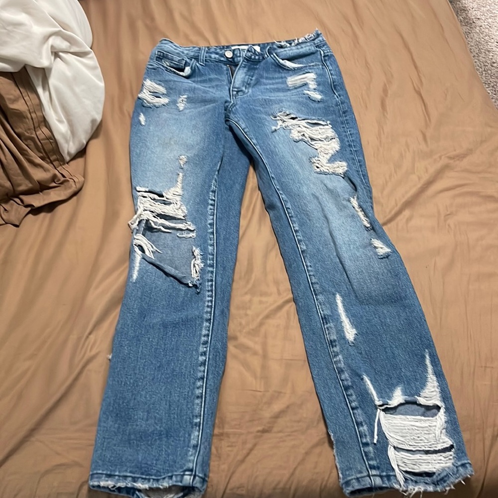 High Rise Ripped Mom Jeans